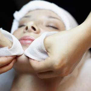 woman getting skin treatment
